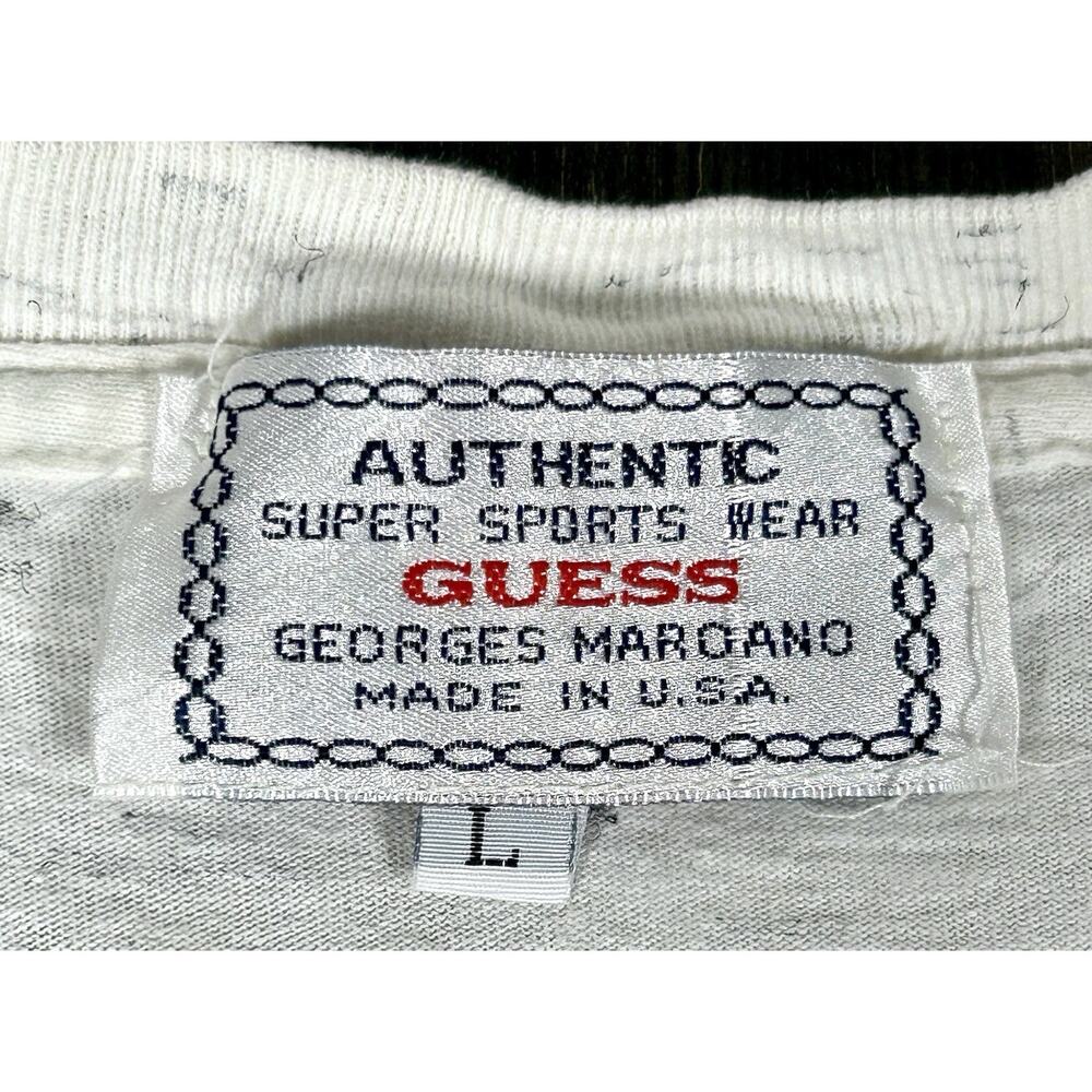 Vtg Guess T-Shirt Men's L White Graphic 80s 90s Georges Marciano Streetwear USA - Picture 5 of 7